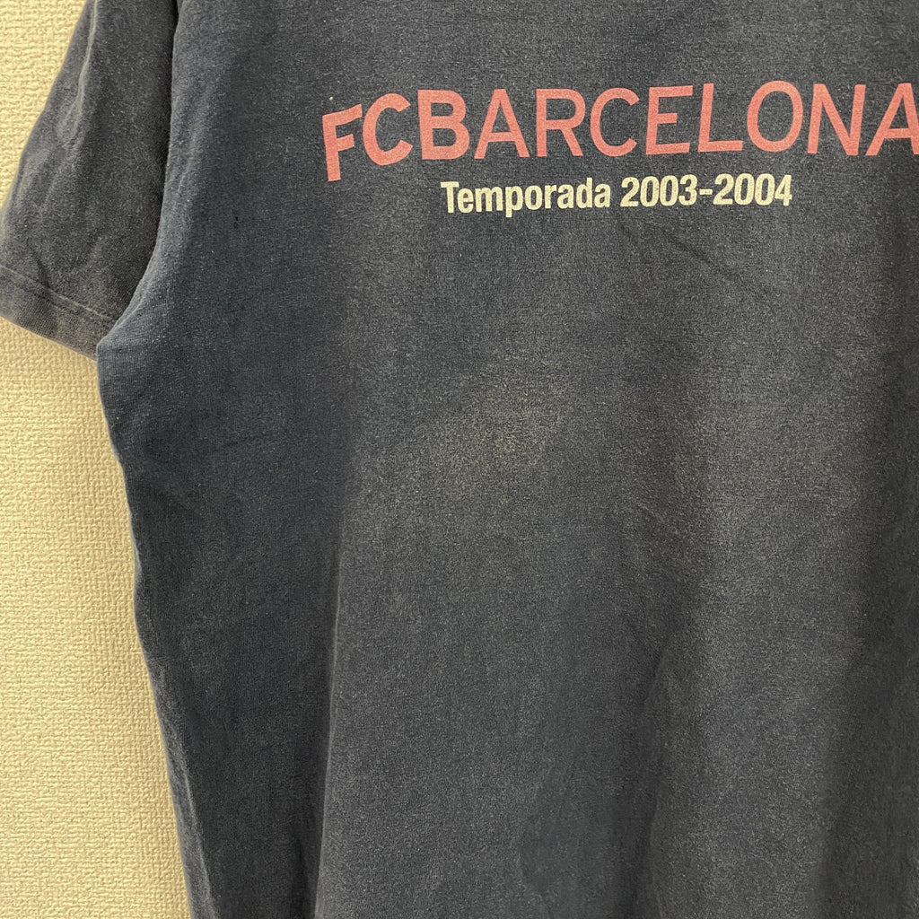 FCB　FCバルセロナ　2003-2004　半袖プリントTシャツ　紺　ネイビー　Lサイズ