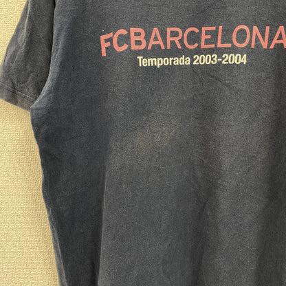 FCB　FCバルセロナ　2003-2004　半袖プリントTシャツ　紺　ネイビー　Lサイズ