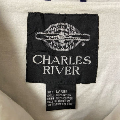 古着 used　CHARLES RIVER　長袖ハーフジップナイロンジャケット　プルオーバー　バックプリント　ネイビー　Lサイズ