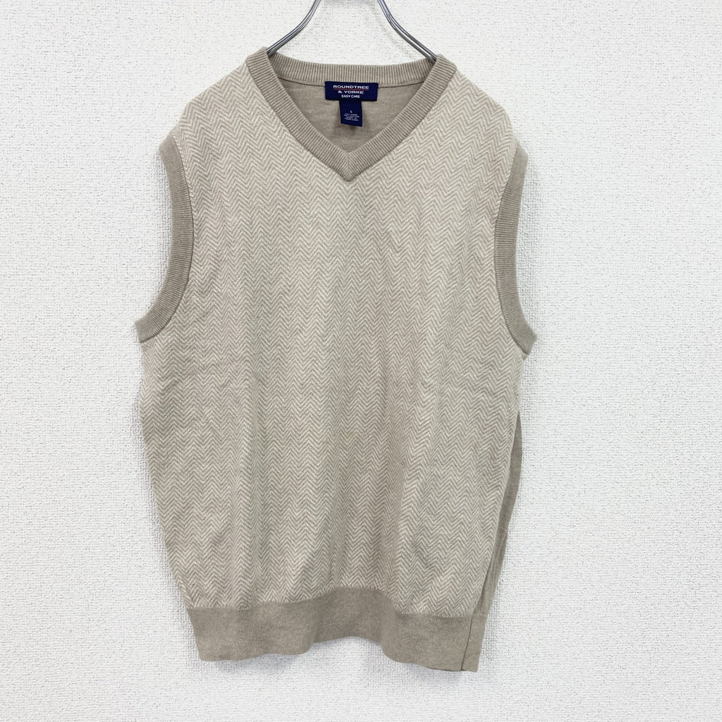 ROUNDTREE＆YORKE　ニットベスト　ベージュ　Lサイズ