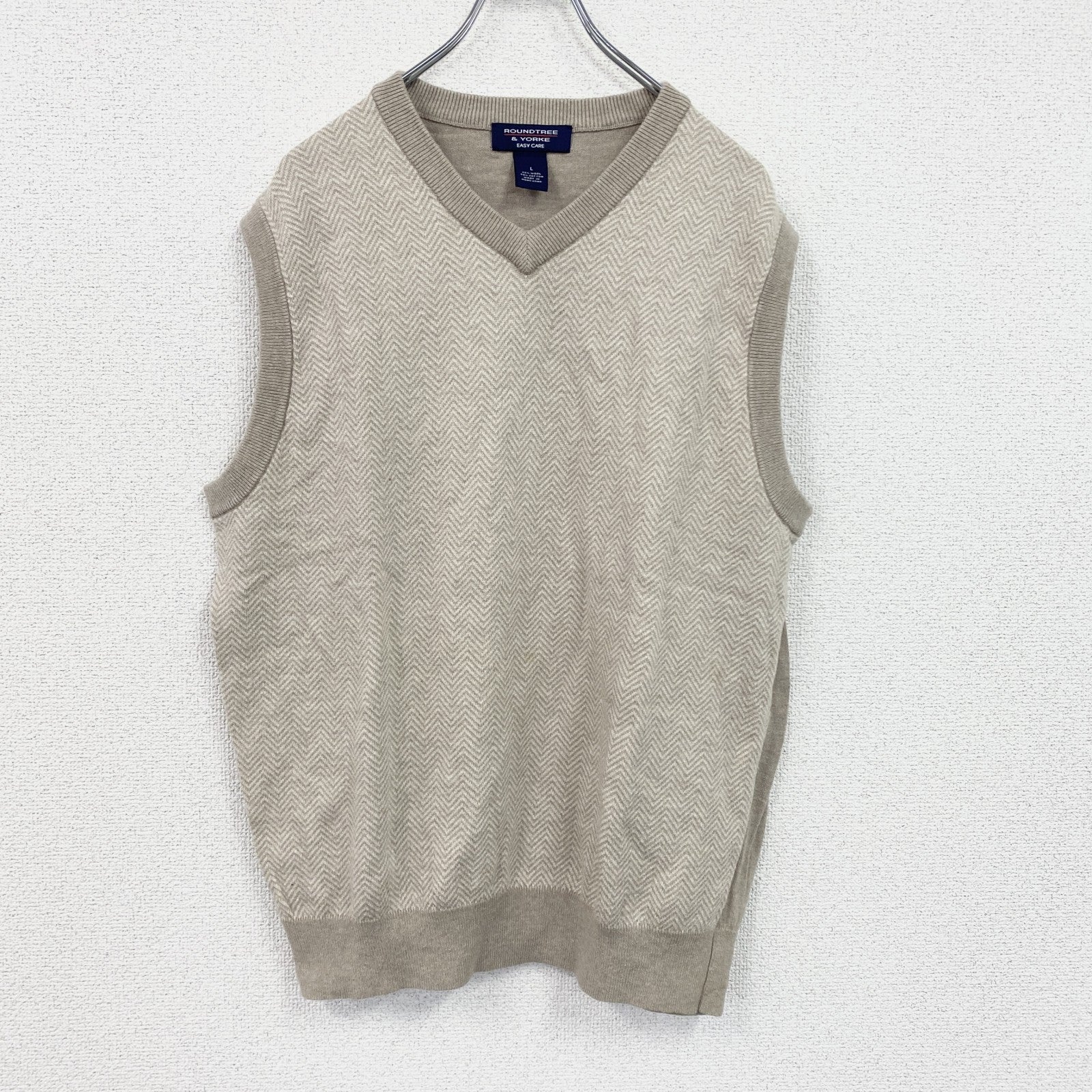 ROUNDTREE＆YORKE　ニットベスト　ベージュ　Lサイズ