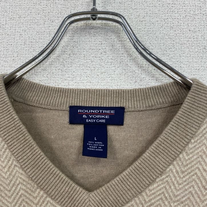ROUNDTREE＆YORKE　ニットベスト　ベージュ　Lサイズ
