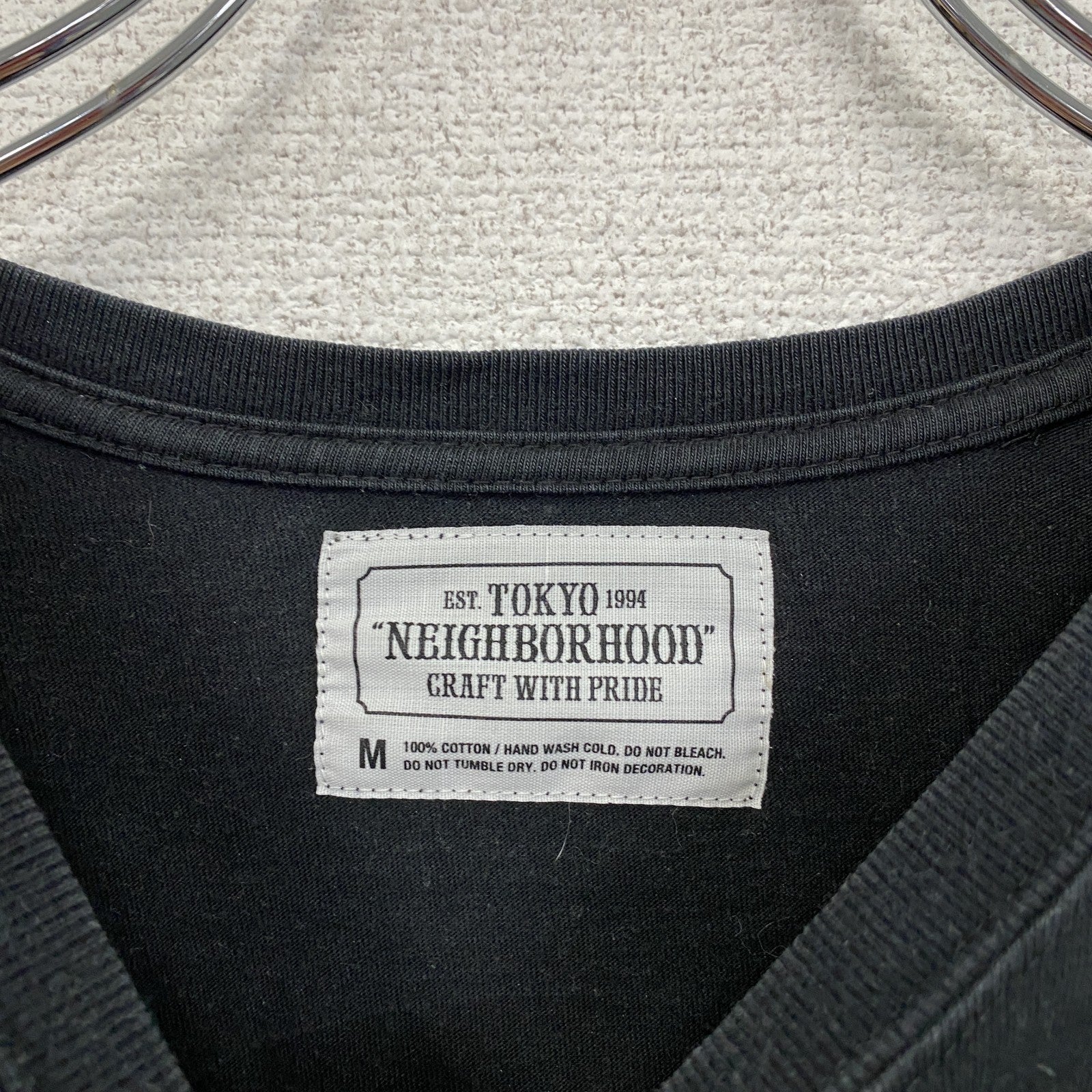 NEIGHBORHOOD　ネイバーフッド　長袖プリントTシャツ/ロンT　デカロゴ　黒　ブラック　Mサイズ