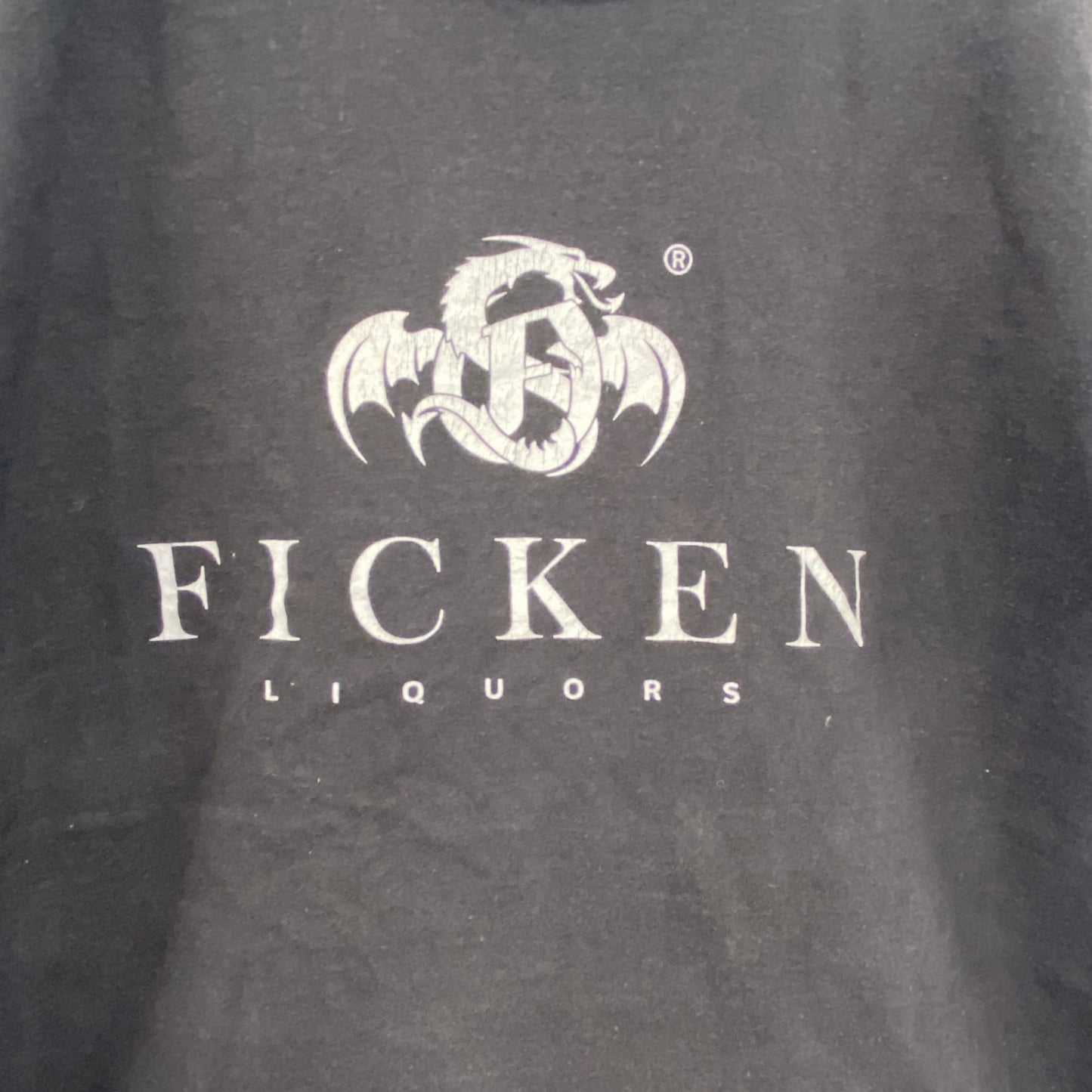 FRUIT OF THE LOOM　フルーツオブザルーム　半袖プリントTシャツ　FICKEN　黒　ブラック　Mサイズ