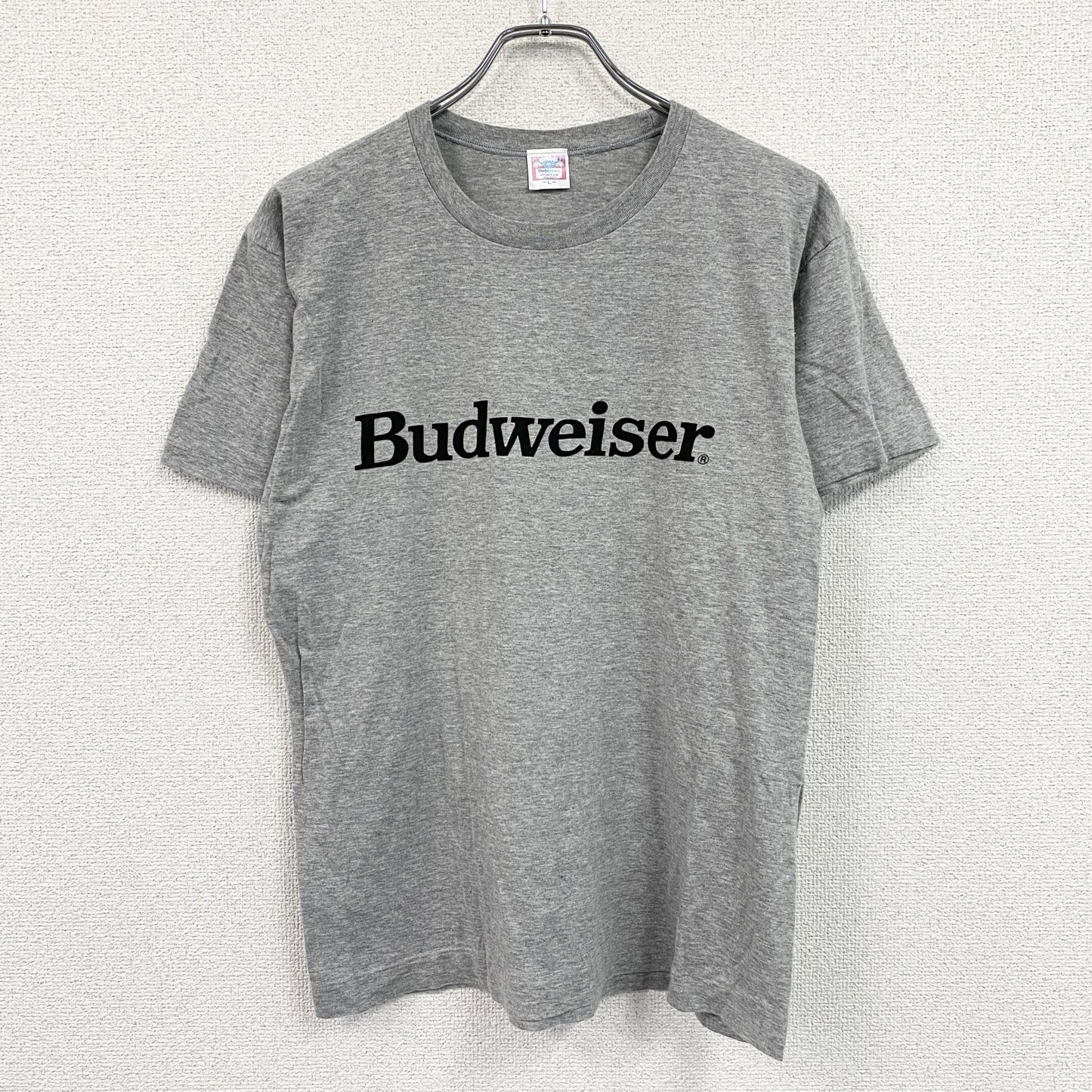 Budweiser　バドワイザー　半袖プリントTシャツ　シングルステッチ　グレー　Lサイズ　