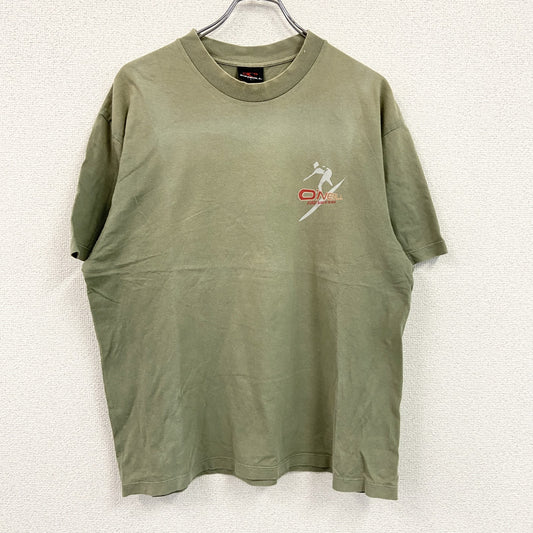 90s～　O'NEILL　オニール　半袖プリントTシャツ　フェード　両面プリント　クルーネック　ヴィンテージ　カーキ　Lサイズ
