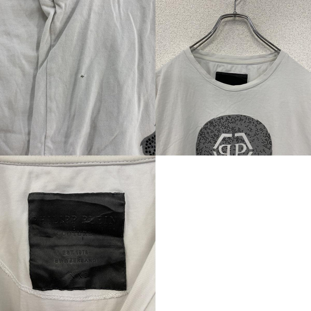 Philipp Plein　フィリッププレイン　半袖プリントTシャツ　骸骨　スカル　白　ホワイト　2XLサイズ