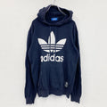 adidas　アディダス　コットンニットパーカー/フーディー　デカロゴ　紺　ネイビー　Mサイズ