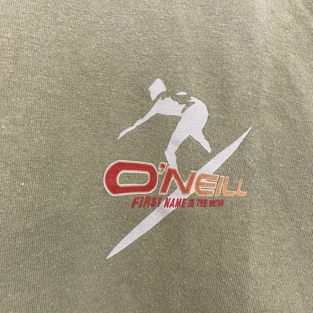 90s～　O'NEILL　オニール　半袖プリントTシャツ　フェード　両面プリント　クルーネック　ヴィンテージ　カーキ　Lサイズ
