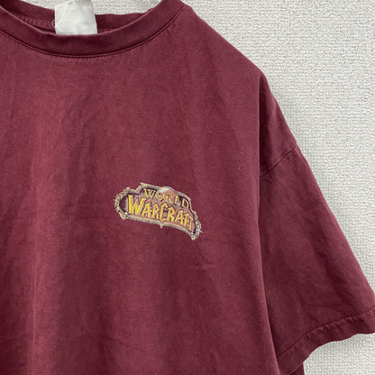World of Warcraft　ワールドオブウォークラフト　半袖プリントTシャツ　ゲームT　ボルドー　