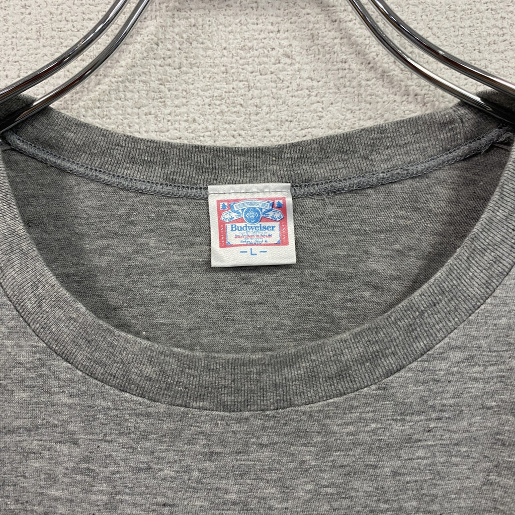 Budweiser　バドワイザー　半袖プリントTシャツ　シングルステッチ　グレー　Lサイズ　