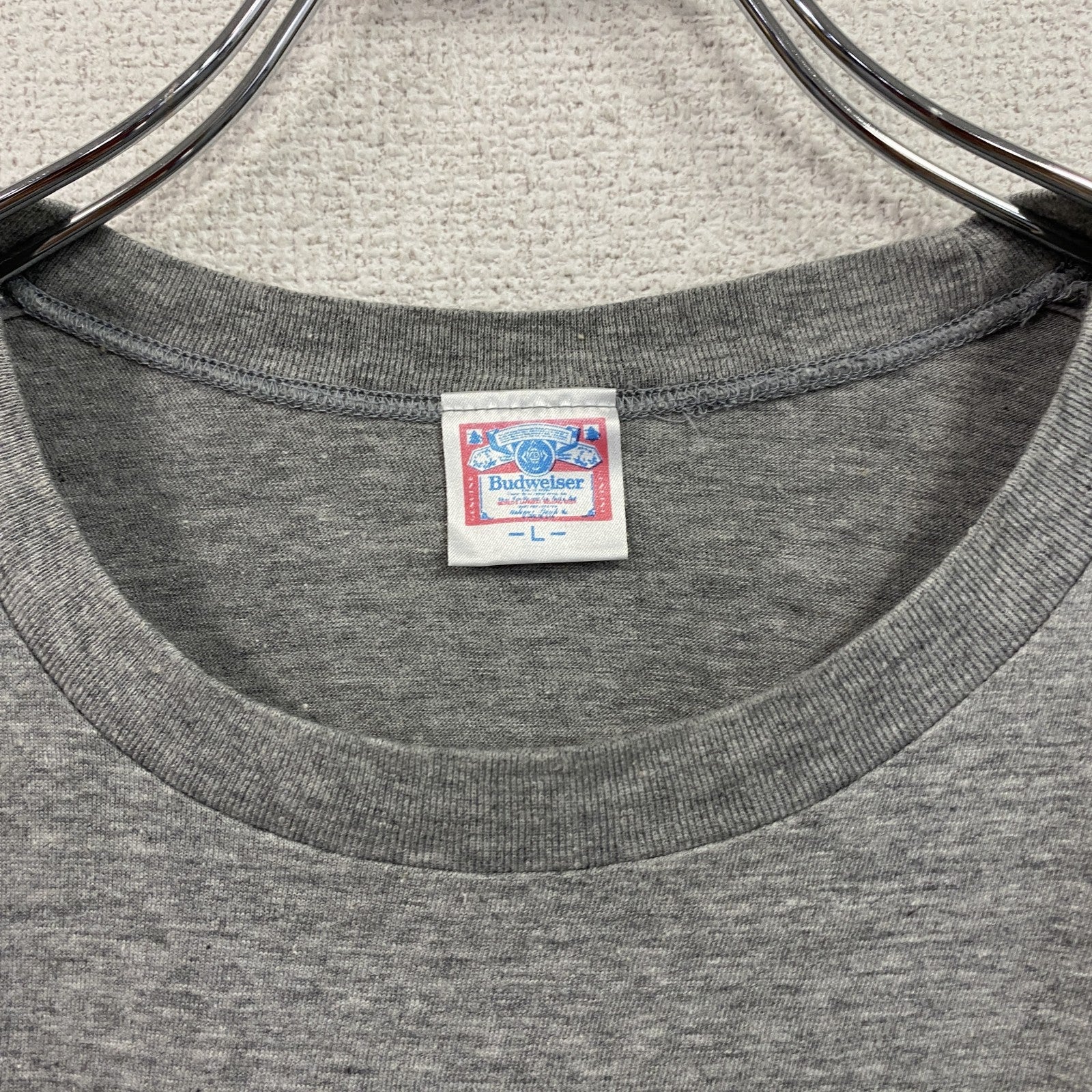 Budweiser　バドワイザー　半袖プリントTシャツ　シングルステッチ　グレー　Lサイズ　