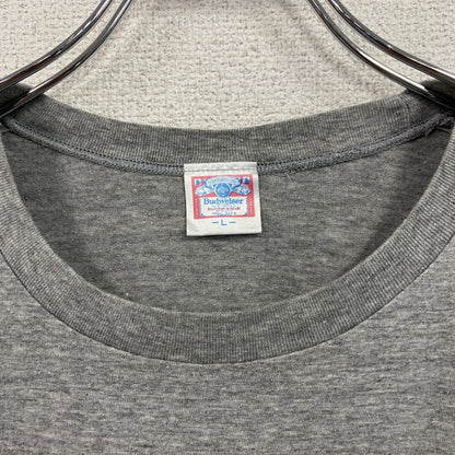 Budweiser　バドワイザー　半袖プリントTシャツ　シングルステッチ　グレー　Lサイズ　