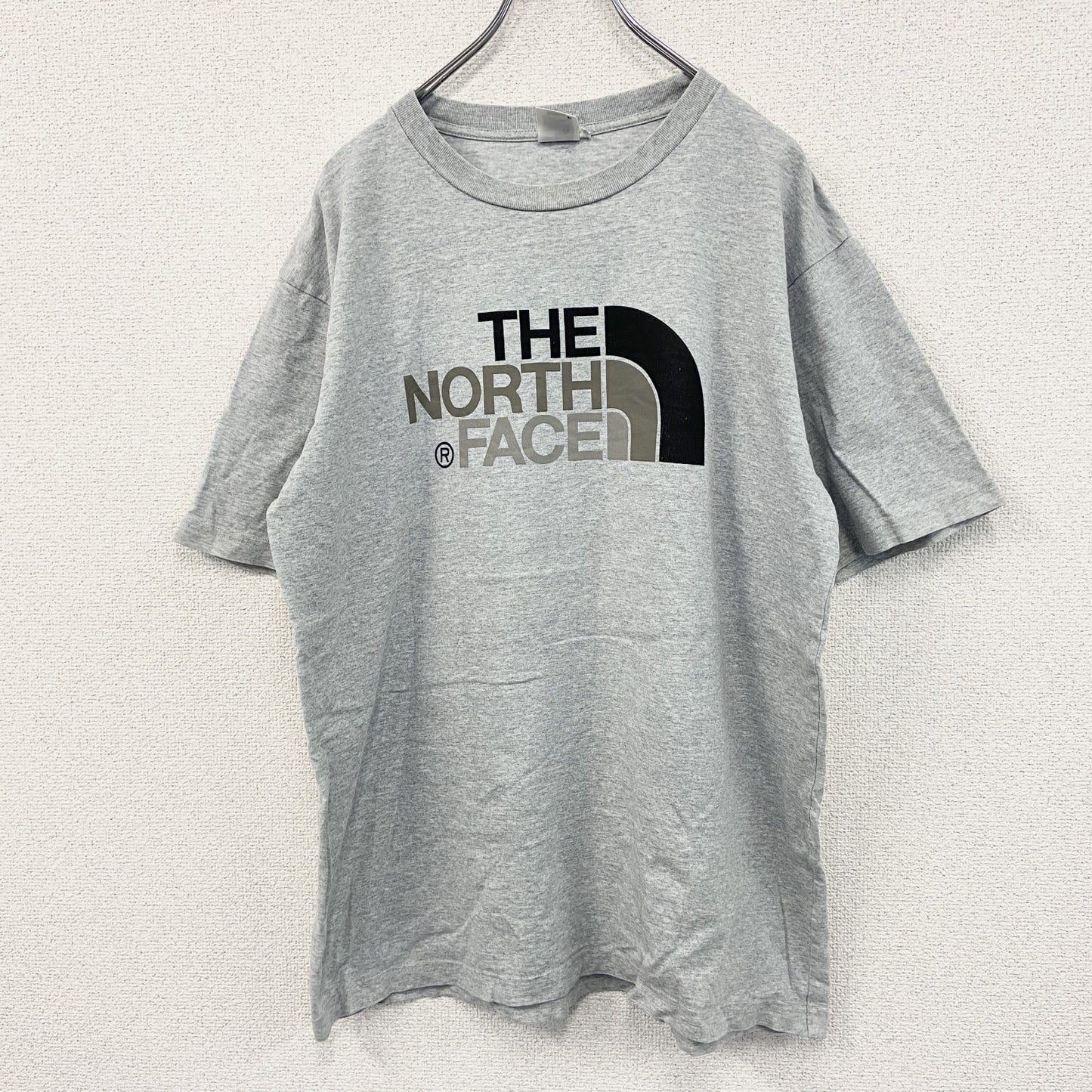 THE NORTH FACE　ザ・ノースフェイス　半袖プリントTシャツ　デカロゴ　灰色　グレー　XLサイズ