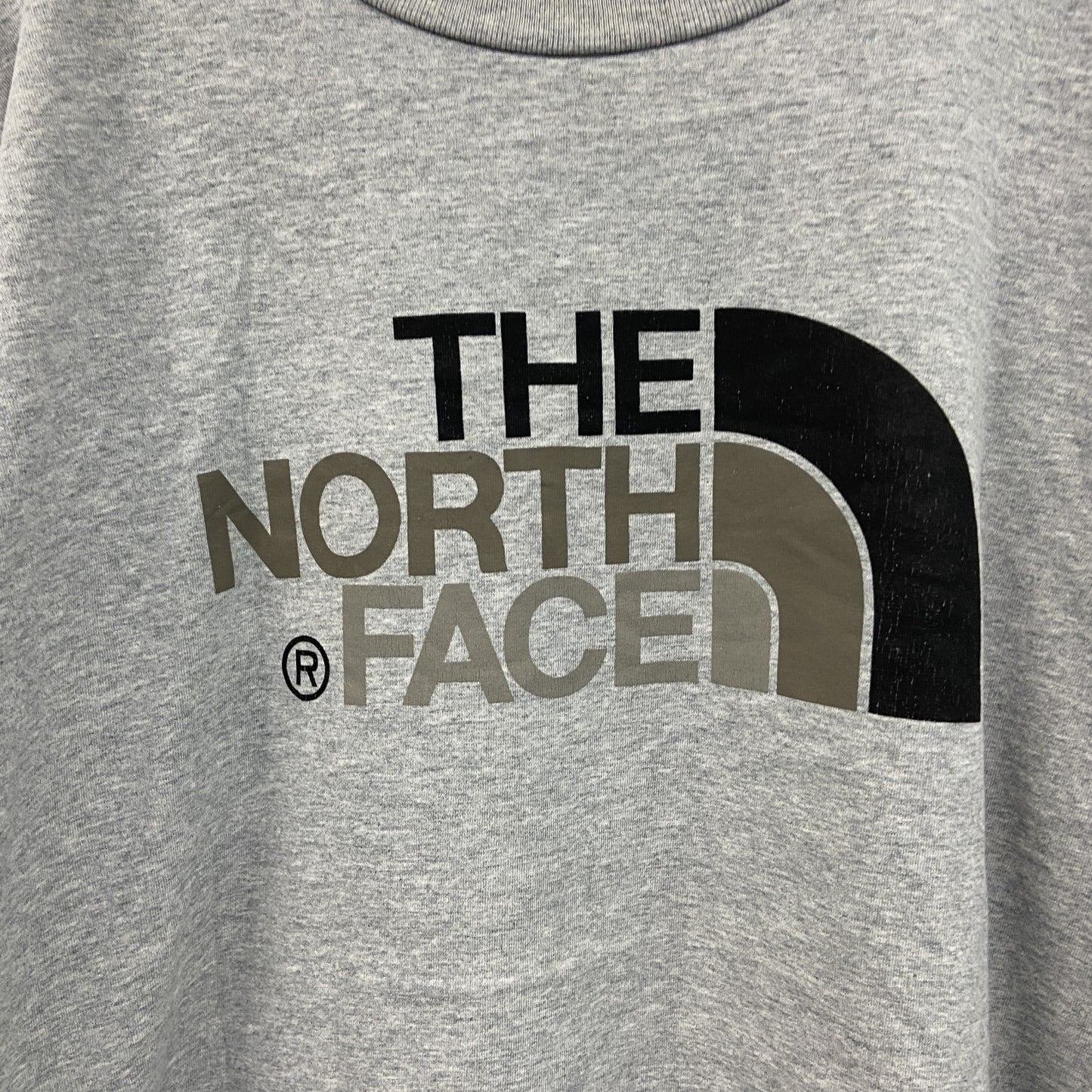 THE NORTH FACE　ザ・ノースフェイス　半袖プリントTシャツ　デカロゴ　灰色　グレー　XLサイズ