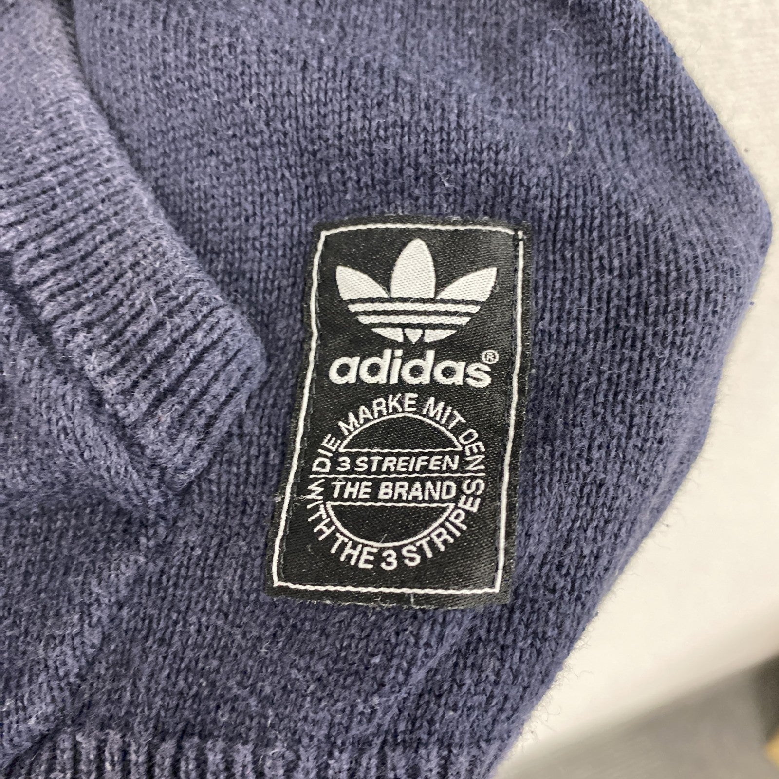 adidas　アディダス　コットンニットパーカー/フーディー　デカロゴ　紺　ネイビー　Mサイズ