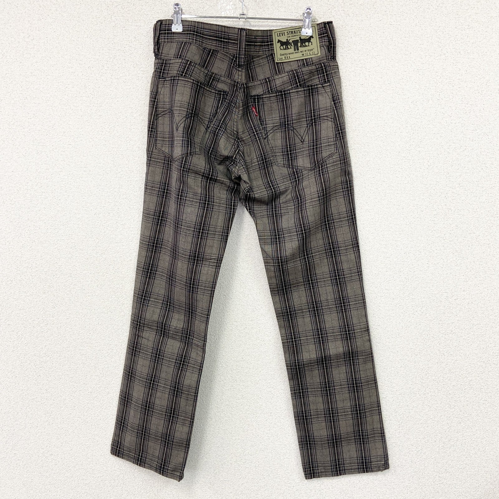 Levi’s　リーバイス　511　チェック柄スキニーパンツ　グレー　W32