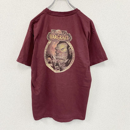 World of Warcraft　ワールドオブウォークラフト　半袖プリントTシャツ　ゲームT　ボルドー　