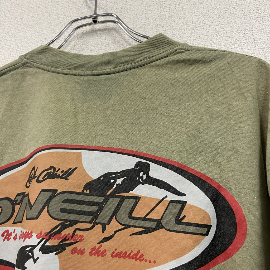 90s～　O'NEILL　オニール　半袖プリントTシャツ　フェード　両面プリント　クルーネック　ヴィンテージ　カーキ　Lサイズ
