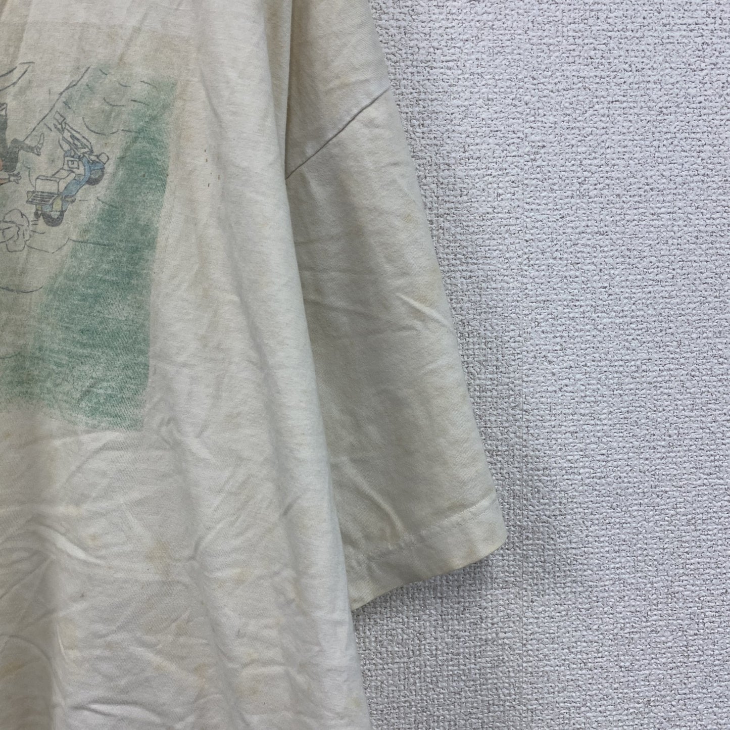 HAKRO　半袖プリントイラストTシャツ　両面プリント　アーチプリント　クルーネック　オフホワイト　XLサイズ