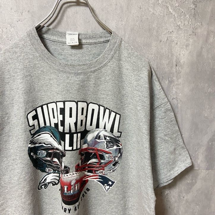 古着 used　GILDAN　ギルダン　NFL　SUPERBOWL　アメフト　半袖プリントクルーネックTシャツ　グレー　XLサイズ