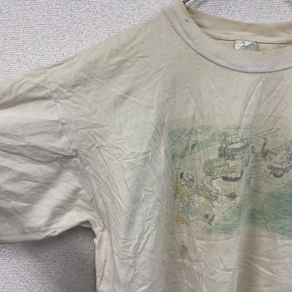 HAKRO　半袖プリントイラストTシャツ　両面プリント　アーチプリント　クルーネック　オフホワイト　XLサイズ