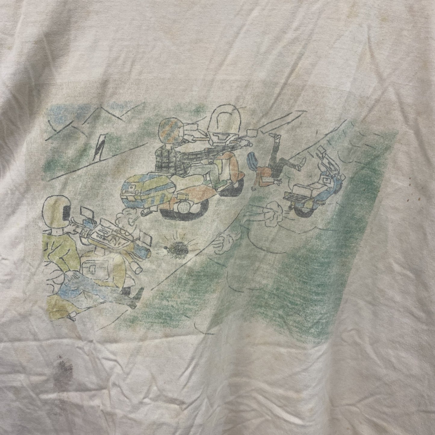 HAKRO　半袖プリントイラストTシャツ　両面プリント　アーチプリント　クルーネック　オフホワイト　XLサイズ