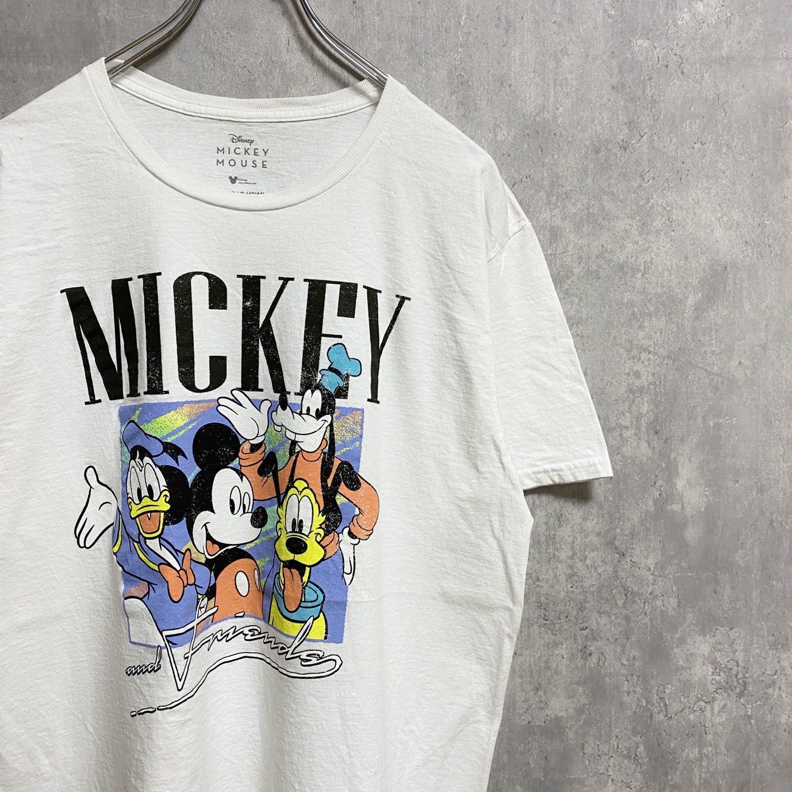 古着 used　Disney ディズニー　ミッキー　Mickey　半袖プリントＴシャツ　白　ホワイト　クルーネック　キャラクター
