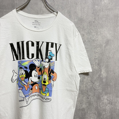 古着 used　Disney ディズニー　ミッキー　Mickey　半袖プリントＴシャツ　白　ホワイト　クルーネック　キャラクター
