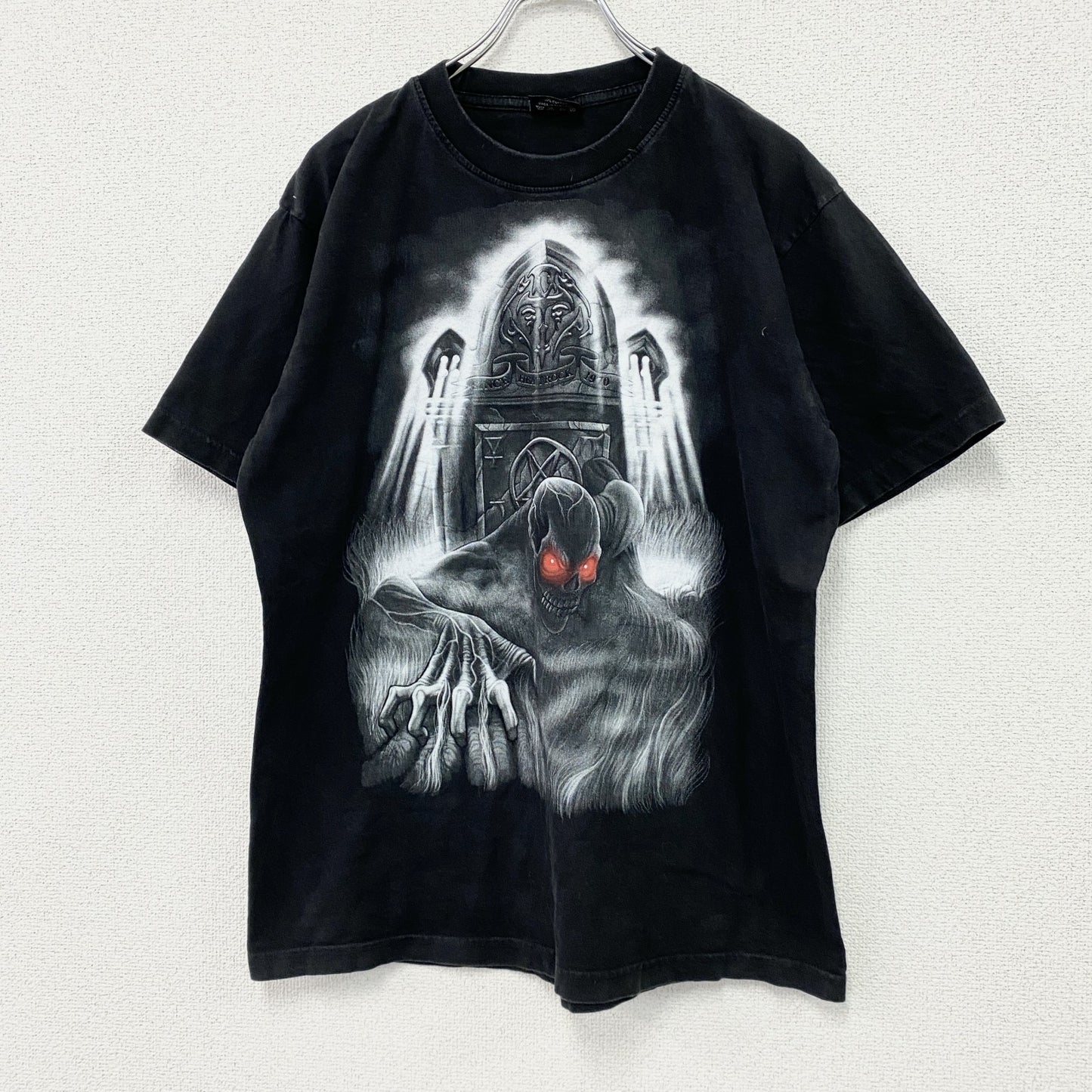 Doc Black　半袖Tシャツ　ドクロ　スカル　両面プリント　黒　ブラック　Lサイズ