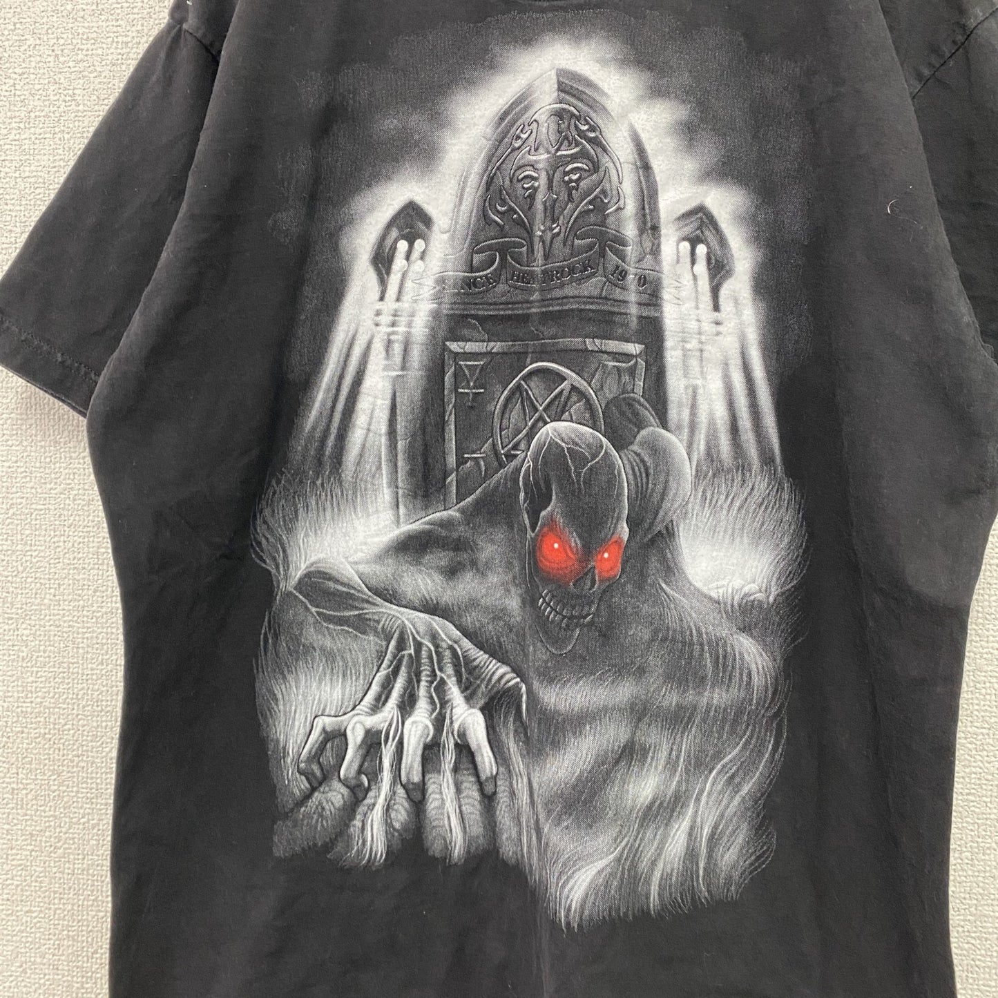 Doc Black　半袖Tシャツ　ドクロ　スカル　両面プリント　黒　ブラック　Lサイズ