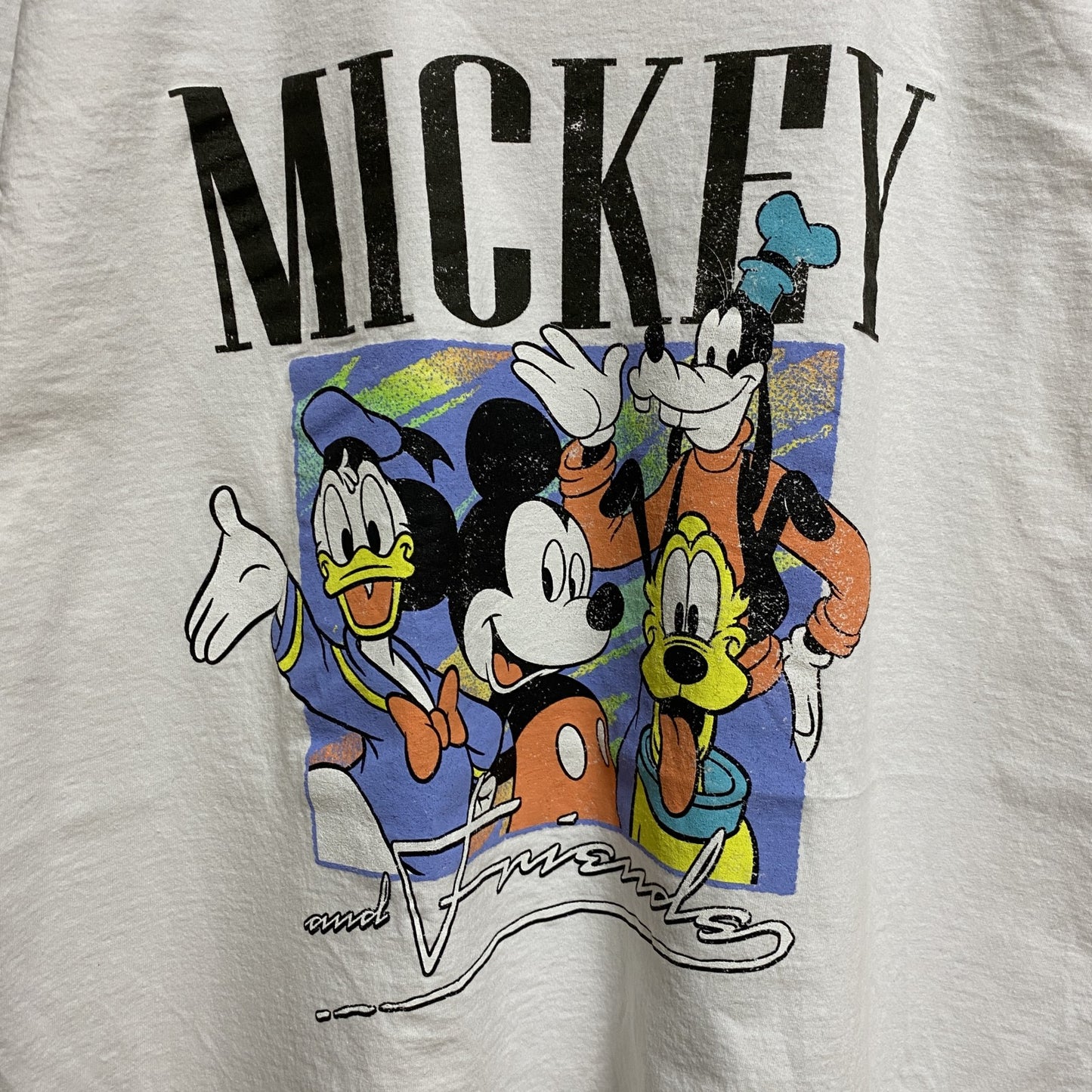 古着 used　Disney ディズニー　ミッキー　Mickey　半袖プリントＴシャツ　白　ホワイト　クルーネック　キャラクター