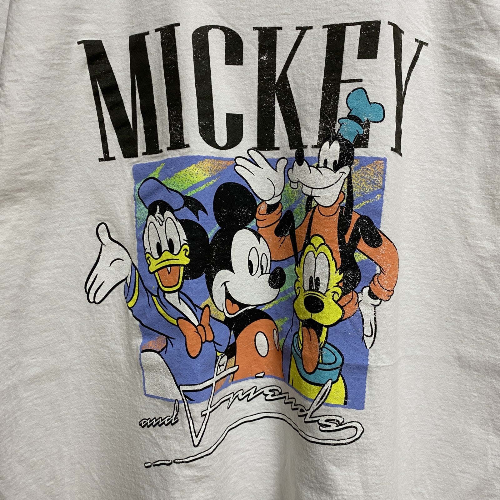 古着 used　Disney ディズニー　ミッキー　Mickey　半袖プリントＴシャツ　白　ホワイト　クルーネック　キャラクター