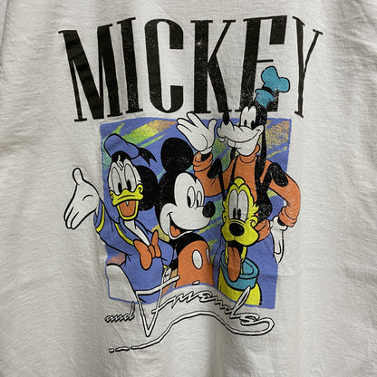 古着 used　Disney ディズニー　ミッキー　Mickey　半袖プリントＴシャツ　白　ホワイト　クルーネック　キャラクター