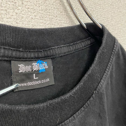 Doc Black　半袖Tシャツ　ドクロ　スカル　両面プリント　黒　ブラック　Lサイズ