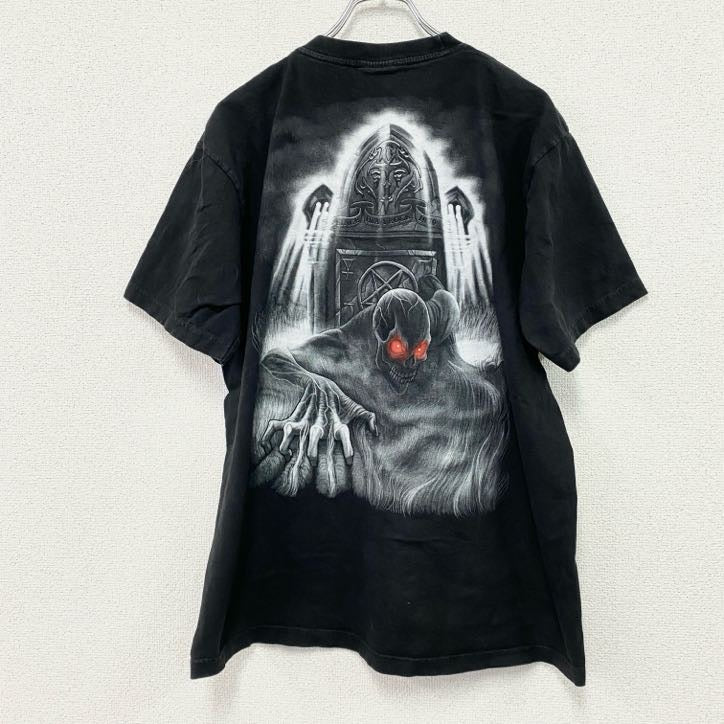 Doc Black　半袖Tシャツ　ドクロ　スカル　両面プリント　黒　ブラック　Lサイズ
