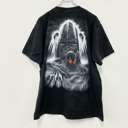 Doc Black　半袖Tシャツ　ドクロ　スカル　両面プリント　黒　ブラック　Lサイズ