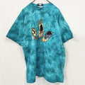 90s　wild west　半袖プリントTシャツ　ヴィンテージ　タイダイ　水色　エメラルドブルー　XLサイズ