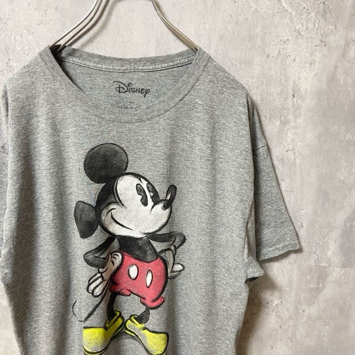 古着 used　Disney　ディズニー　半袖プリントＴシャツ　グレー　Mickey　ミッキー　キャラクター