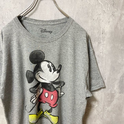 古着 used　Disney　ディズニー　半袖プリントＴシャツ　グレー　Mickey　ミッキー　キャラクター