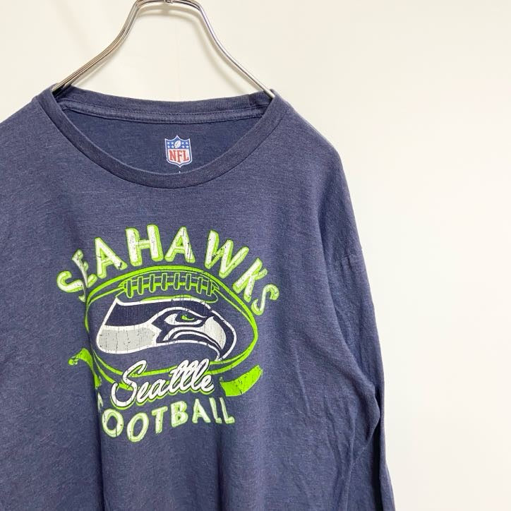 古着 used　NFL　長袖プリントロングTシャツ　エヌエフエル　クルーネック　フットボール　スポーツ　Lサイズ