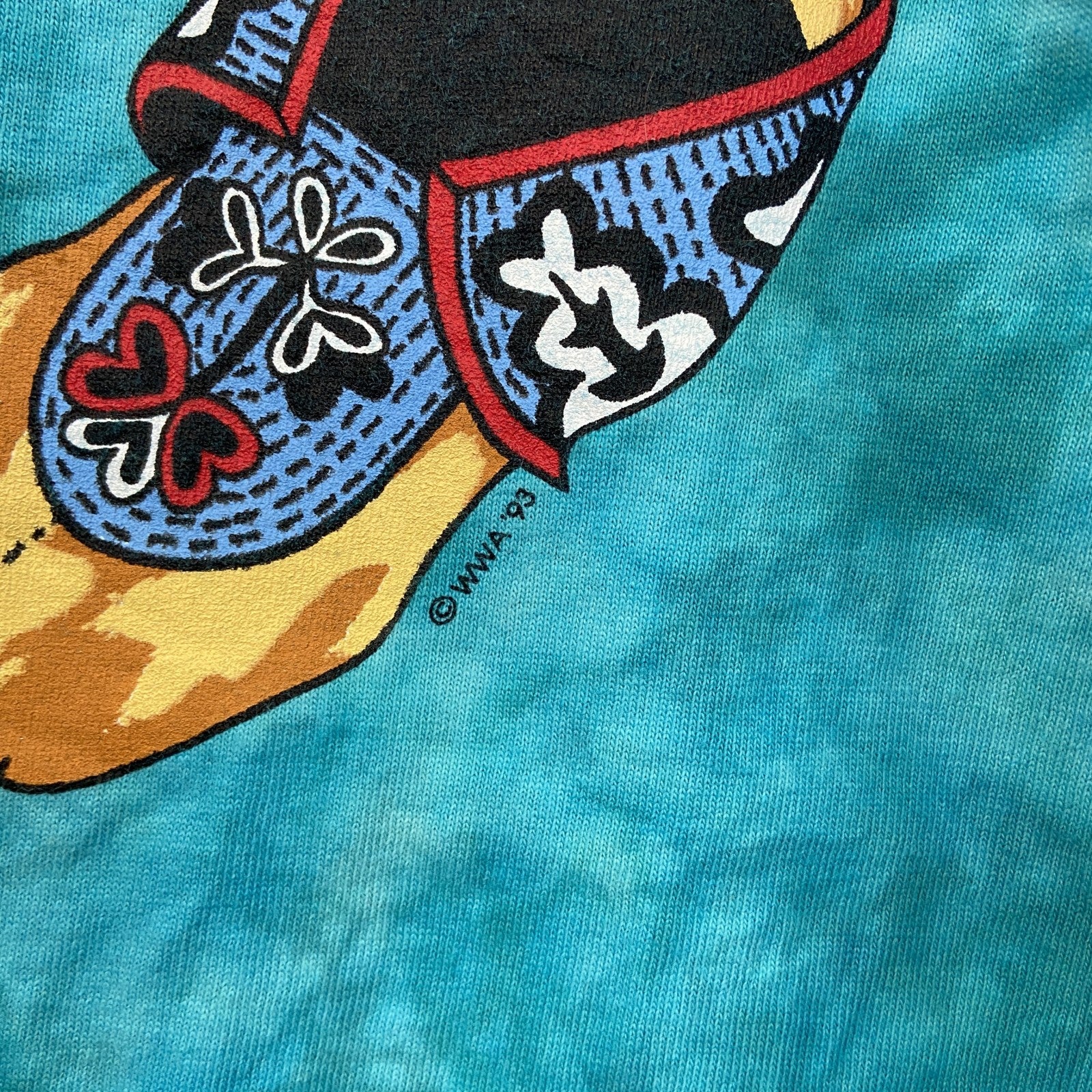 90s　wild west　半袖プリントTシャツ　ヴィンテージ　タイダイ　水色　エメラルドブルー　XLサイズ