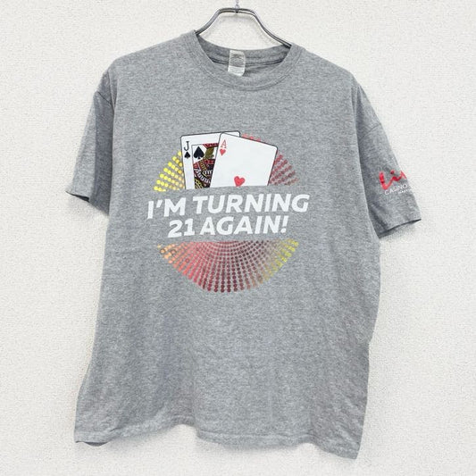 GILDAN　ギルダン　半袖両面プリントTシャツ　トランプ　スート　両面プリント　灰色　グレー　XLサイズ