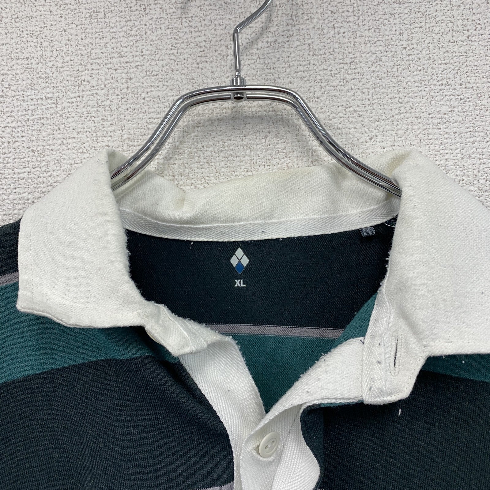 mont-bell　モンベル　長袖ラガーシャツ　ボーダー柄　緑　グリーン　XLサイズ