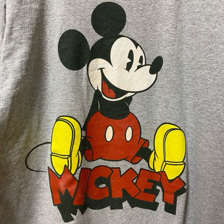古着 used　Disney　ディズニー　半袖プリントＴシャツ　グレー　Mickey　ミッキー　キャラクター