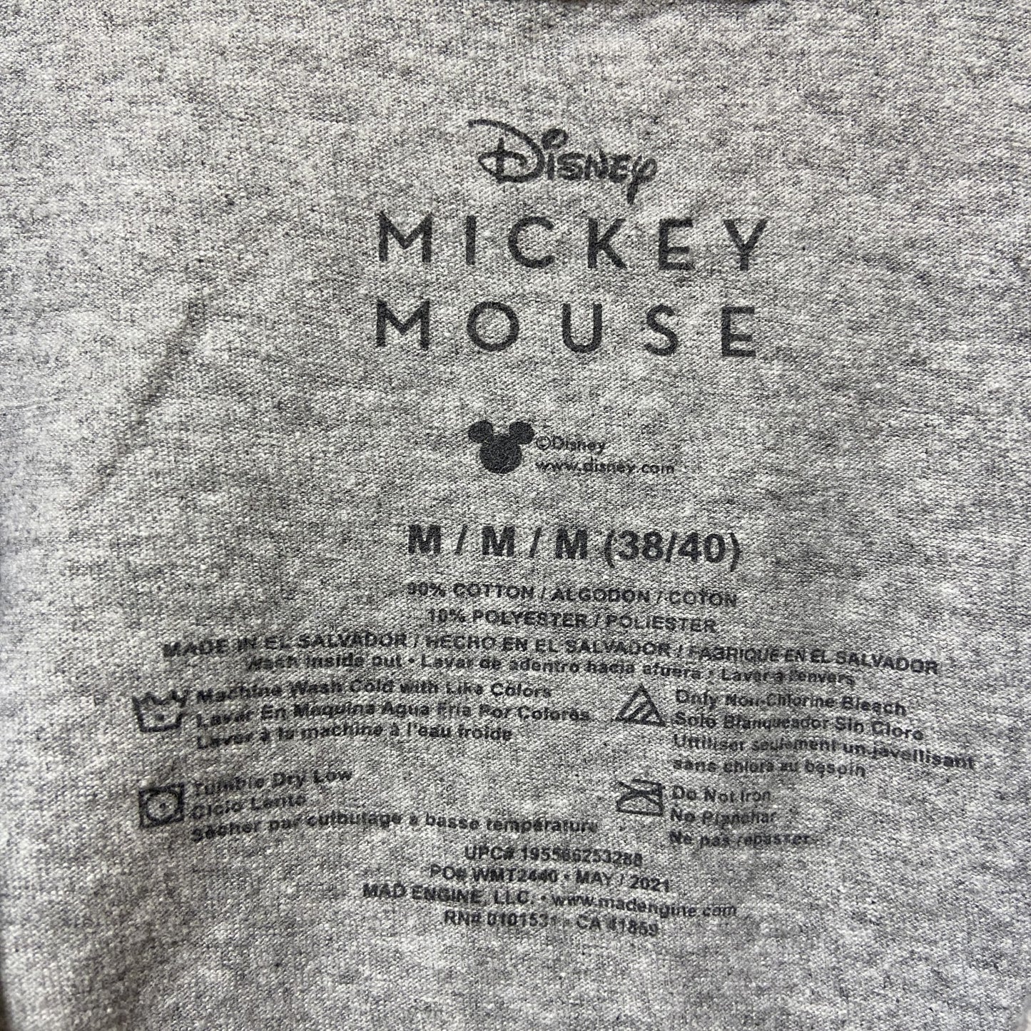 古着 used　Disney　ディズニー　半袖プリントＴシャツ　グレー　Mickey　ミッキー　キャラクター