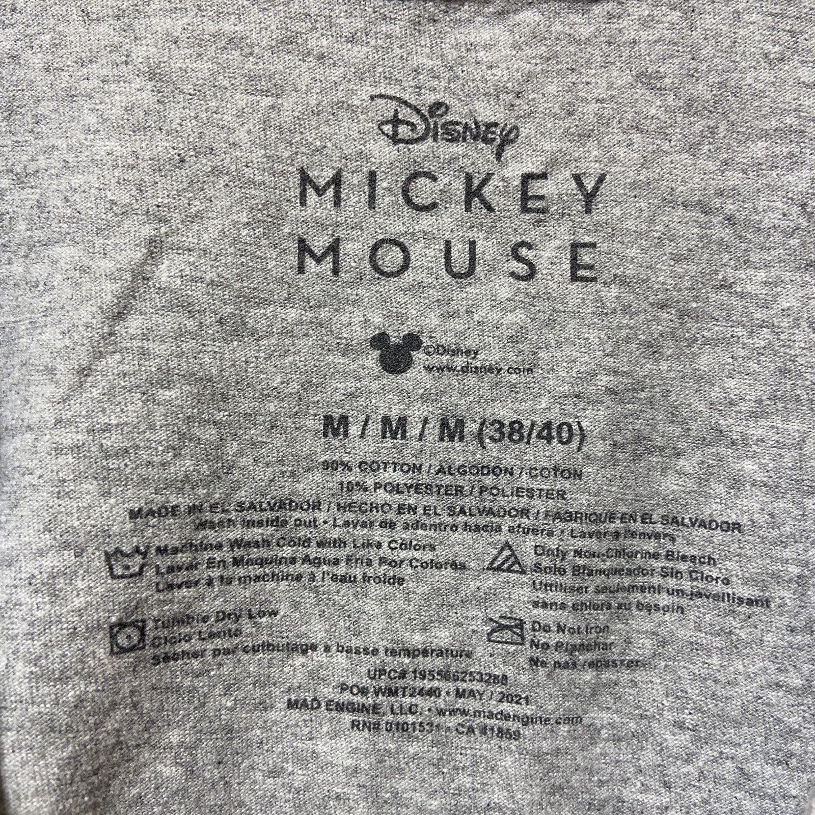 古着 used　Disney　ディズニー　半袖プリントＴシャツ　グレー　Mickey　ミッキー　キャラクター