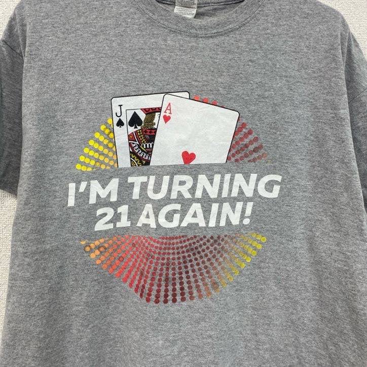 GILDAN　ギルダン　半袖両面プリントTシャツ　トランプ　スート　両面プリント　灰色　グレー　XLサイズ