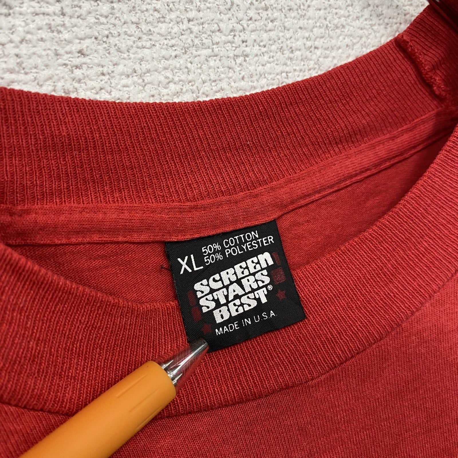 80s　SCREENSTARS　半袖プリントTシャツ　ヴィンテージ　シングルステッチ　赤　レッド　XLサイズ
