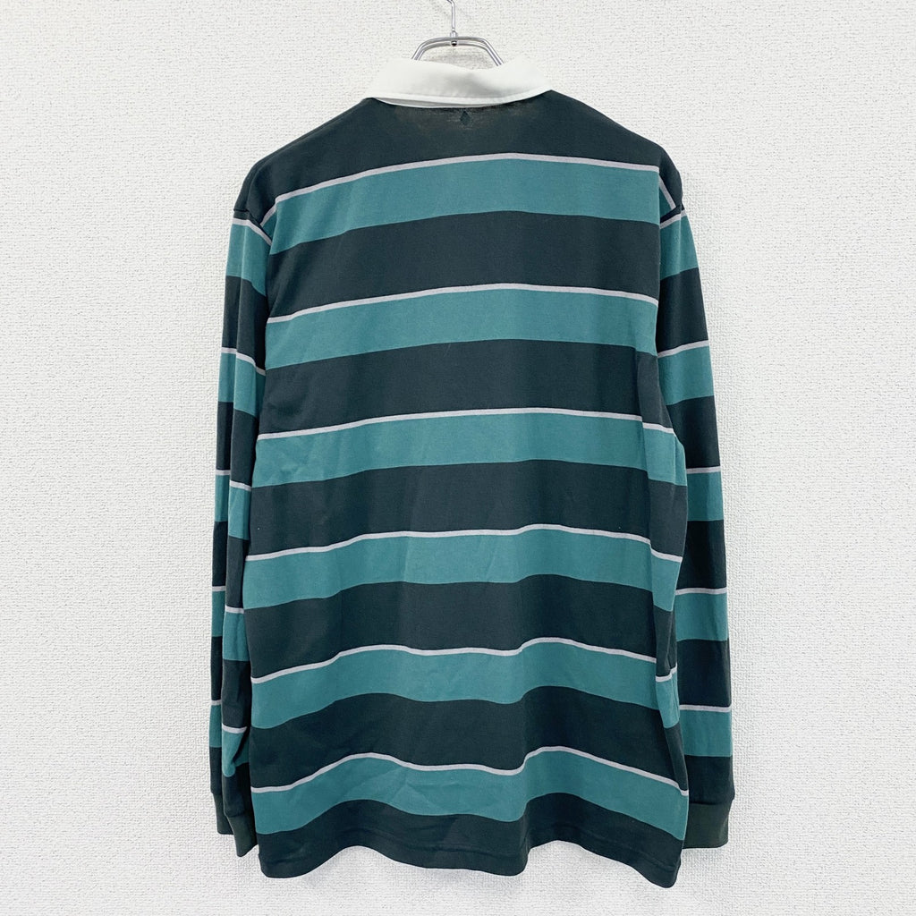 mont-bell　モンベル　長袖ラガーシャツ　ボーダー柄　緑　グリーン　XLサイズ